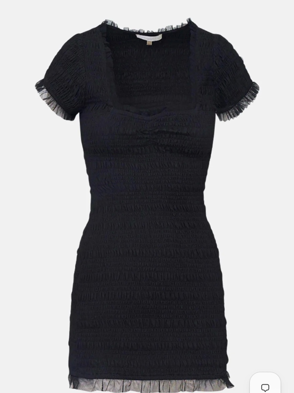 Loveshack fancy esca dress Black Smocked Short Sleeve Mini Dress